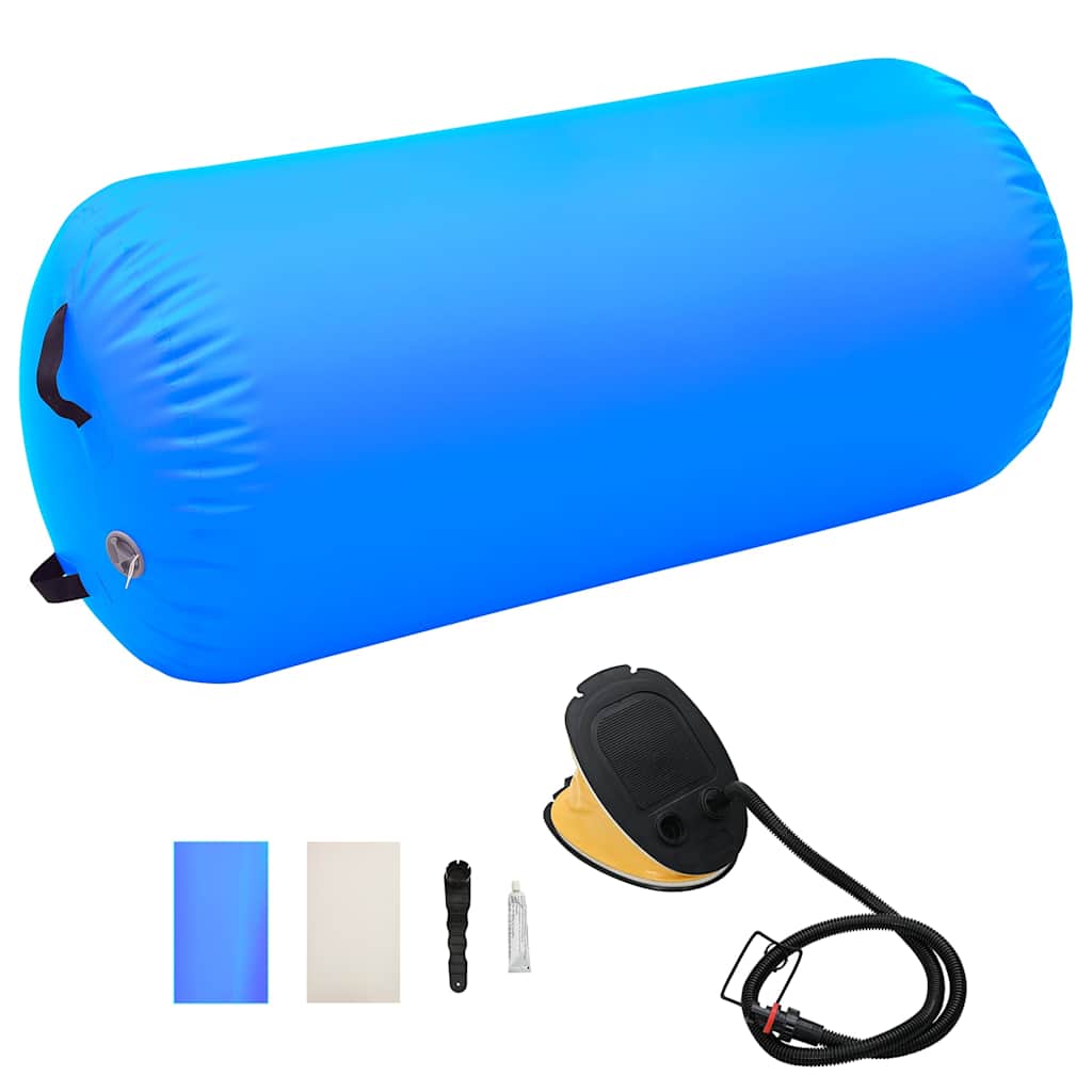 Gimnastički valjak na napuhavanje s crpkom 120x75 cm PVC plavi