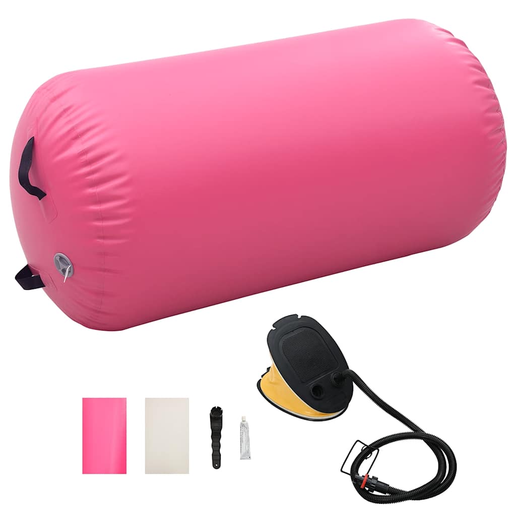 Gimnastički valjak na napuhavanje s crpkom 120 x 90 cm PVC rozi