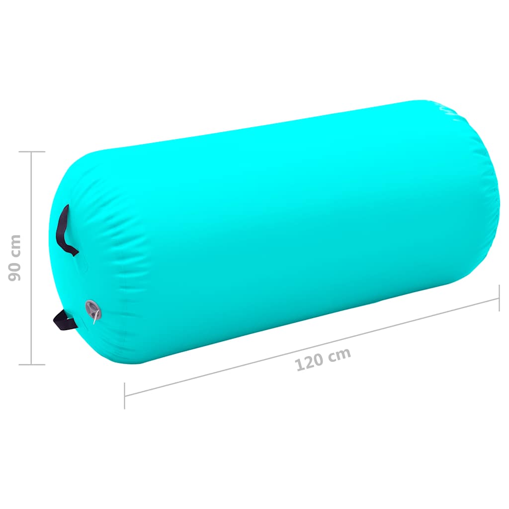 Gimnastički valjak na napuhavanje s crpkom 120x90 cm PVC zeleni