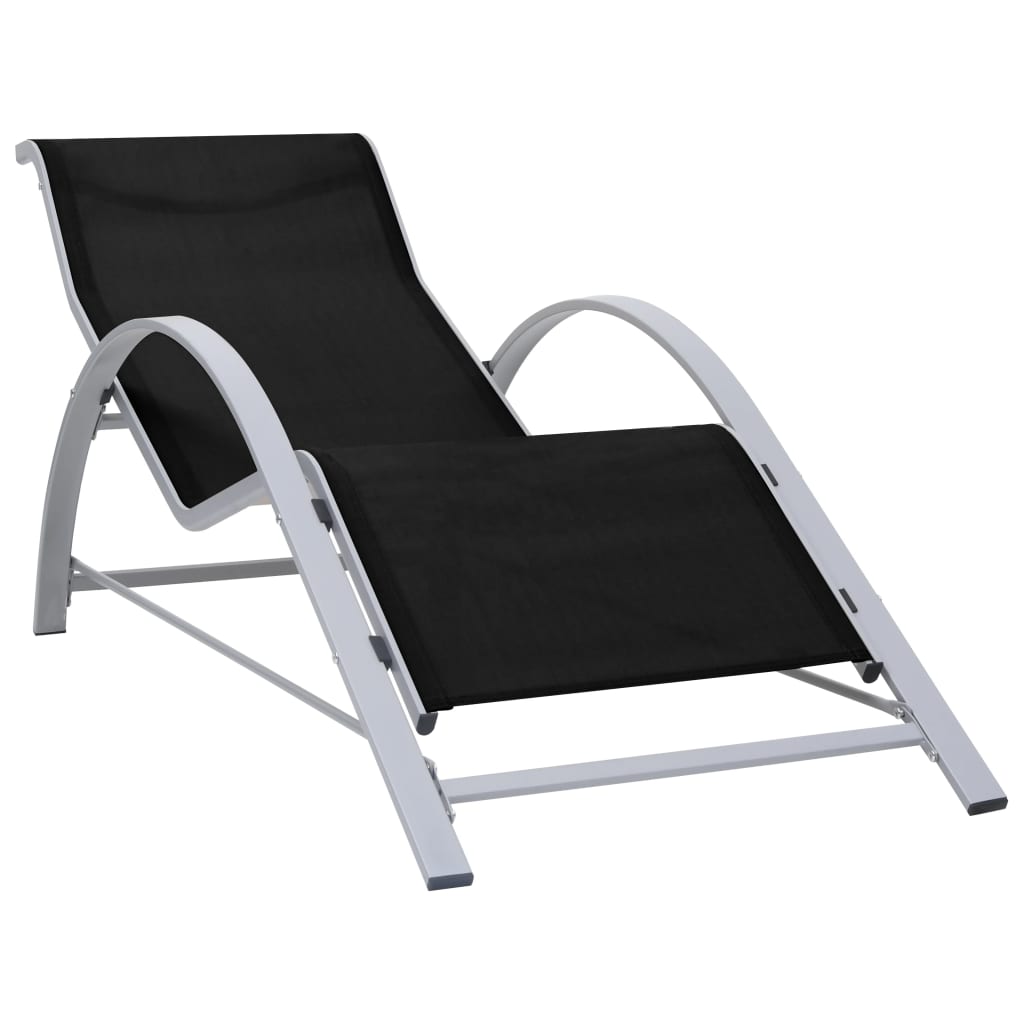 Ležaljka za sunčanje od tekstilena i aluminija crna