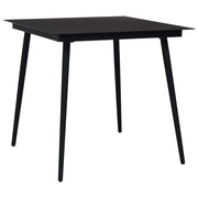 Vrtni blagovaonski stol crni 80 x 80 x 74 cm od čelika i stakla