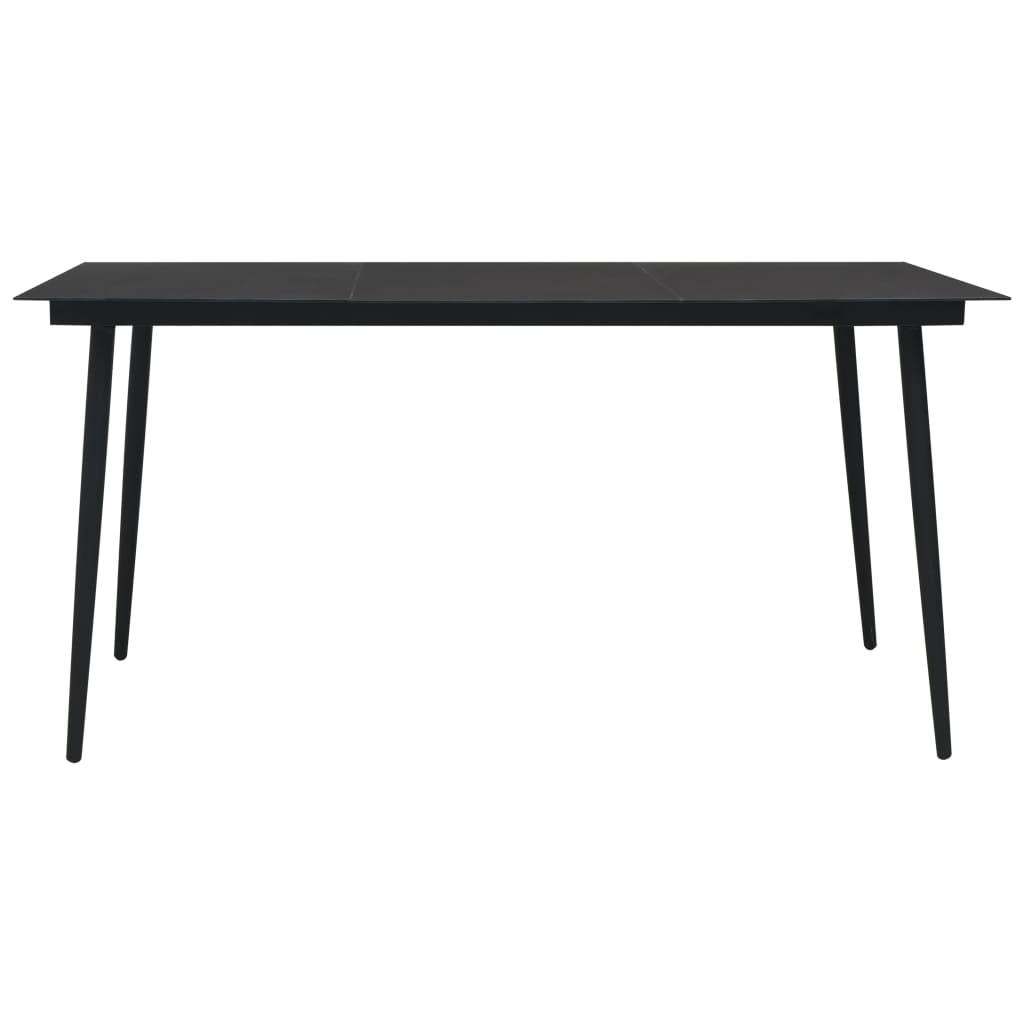 Vrtni blagovaonski stol crni 190 x 90 x 74 cm čelik i staklo