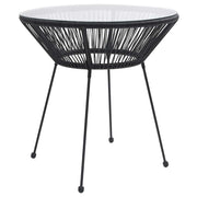 Vrtni blagovaonski stol crni Ø 70 x 74 cm od ratana i stakla