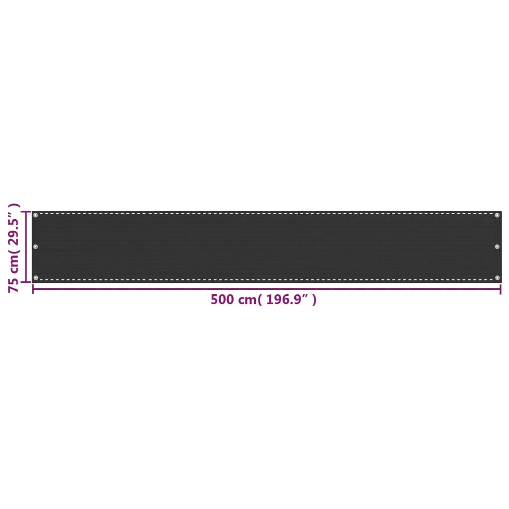 Balkonski zastor HDPE 75 x 500 cm antracit