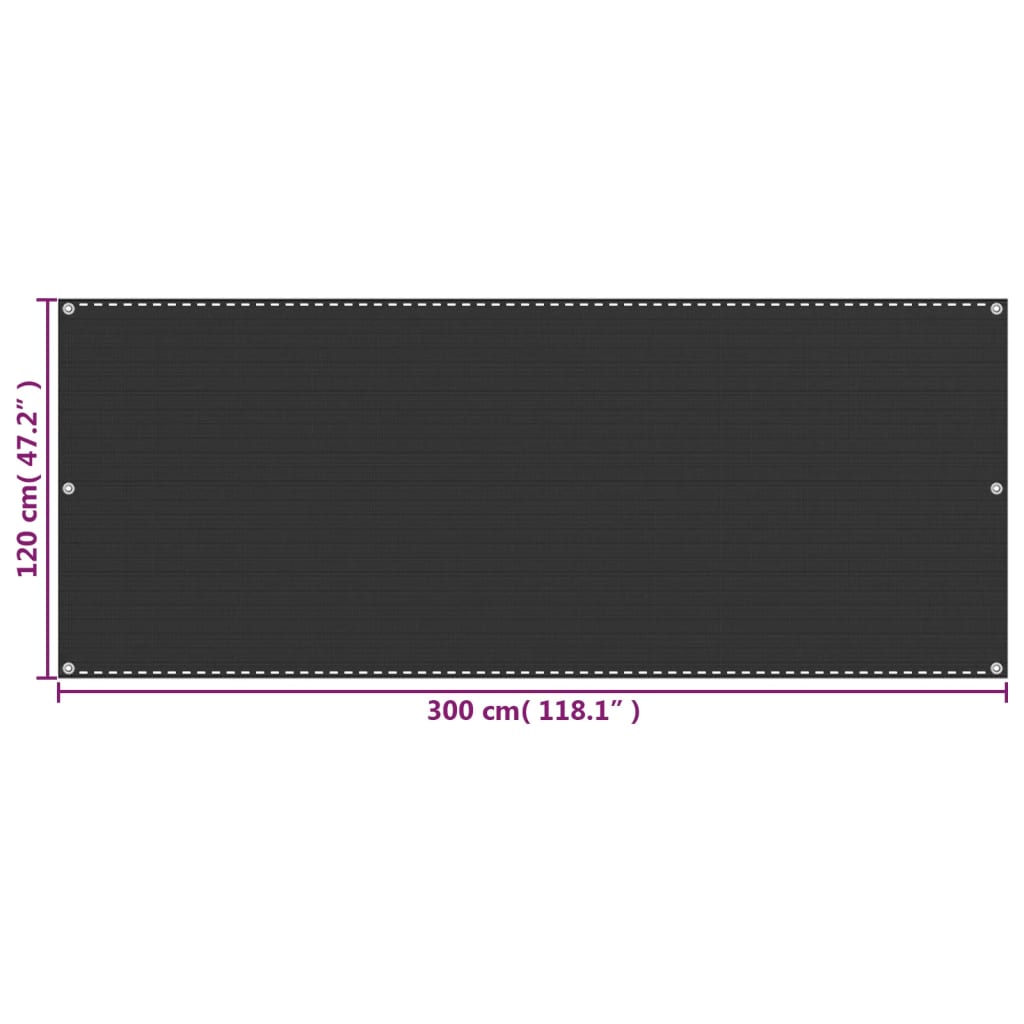 Balkonski zastor antracit 120 x 300 cm HDPE
