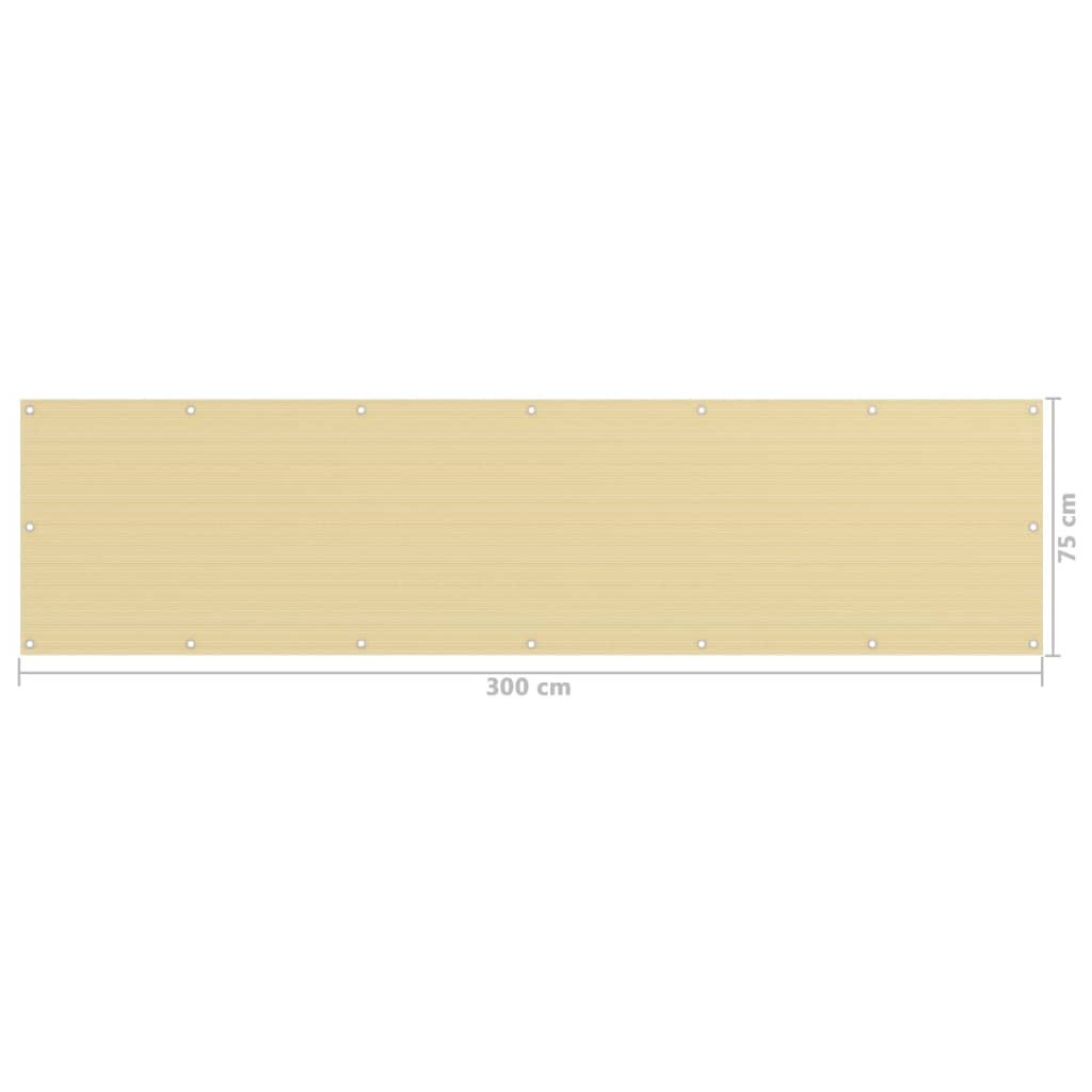 Balkonski zastor bež 75 x 300 cm HDPE
