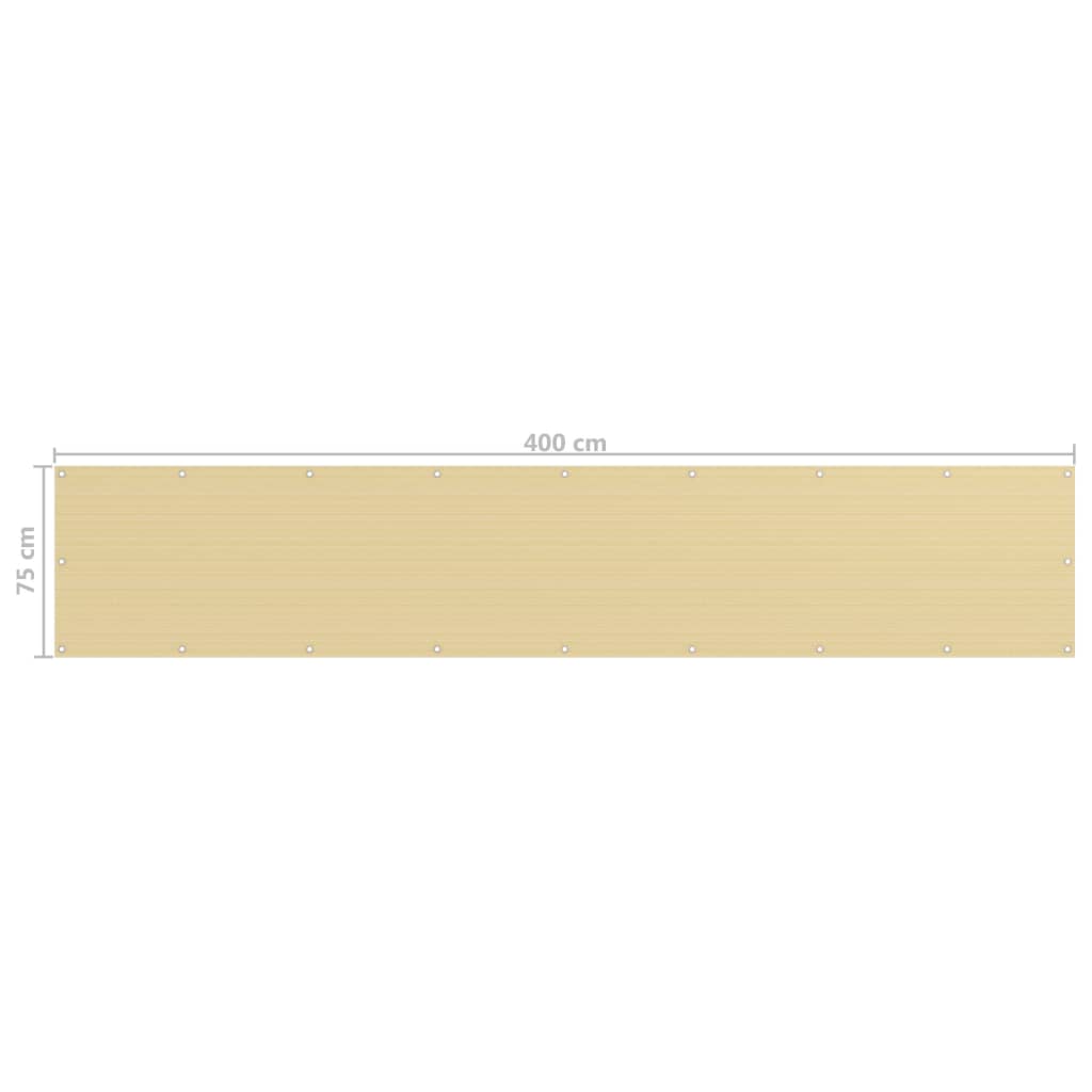 Balkonski zastor bež 75 x 400 cm HDPE