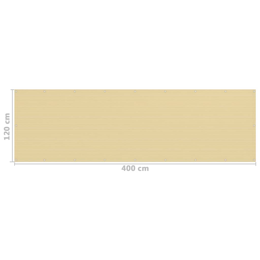 Balkonski zastor bež 120 x 400 cm HDPE