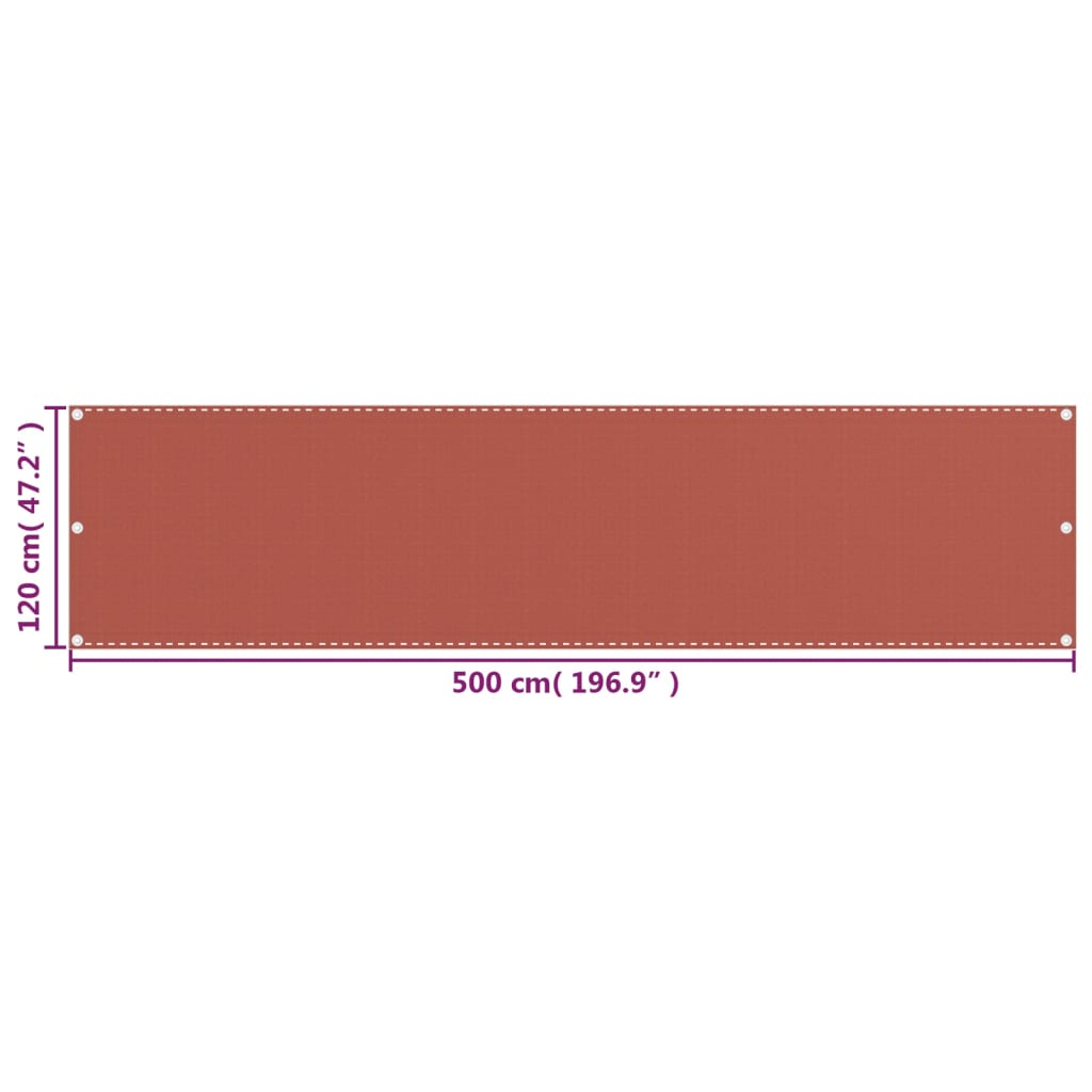 Balkonski zastor boja cigle 120 x 500 cm HDPE