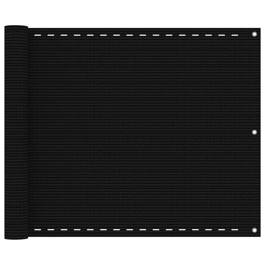 Balkonski zastor crni 75 x 300 cm HDPE