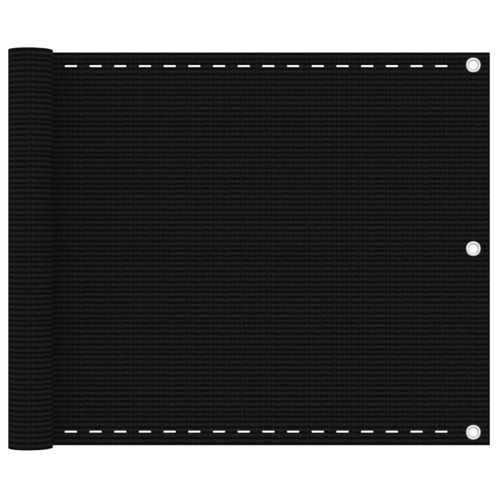 Balkonski zastor crni 75 x 600 cm HDPE