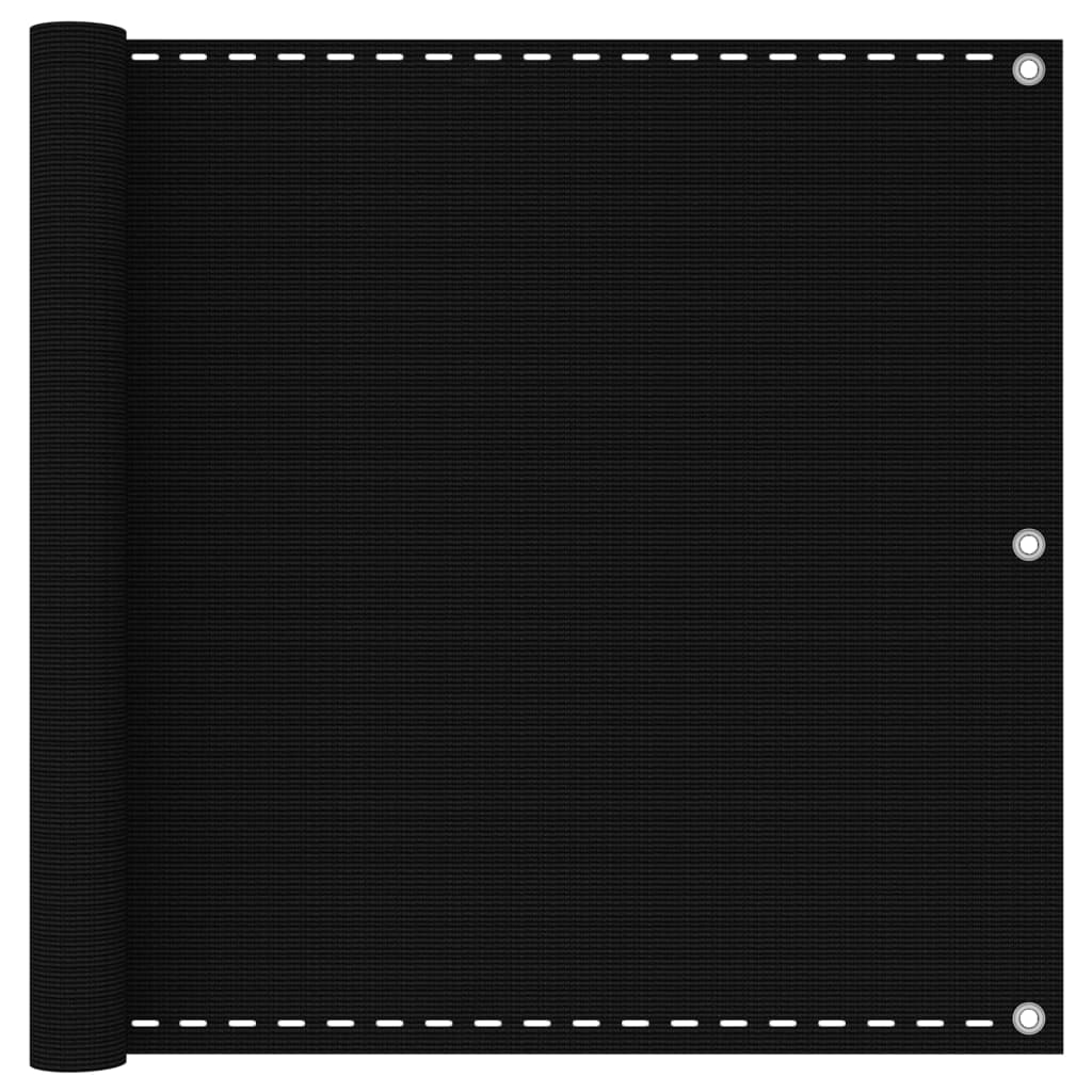 Balkonski zastor crni 90 x 600 cm HDPE