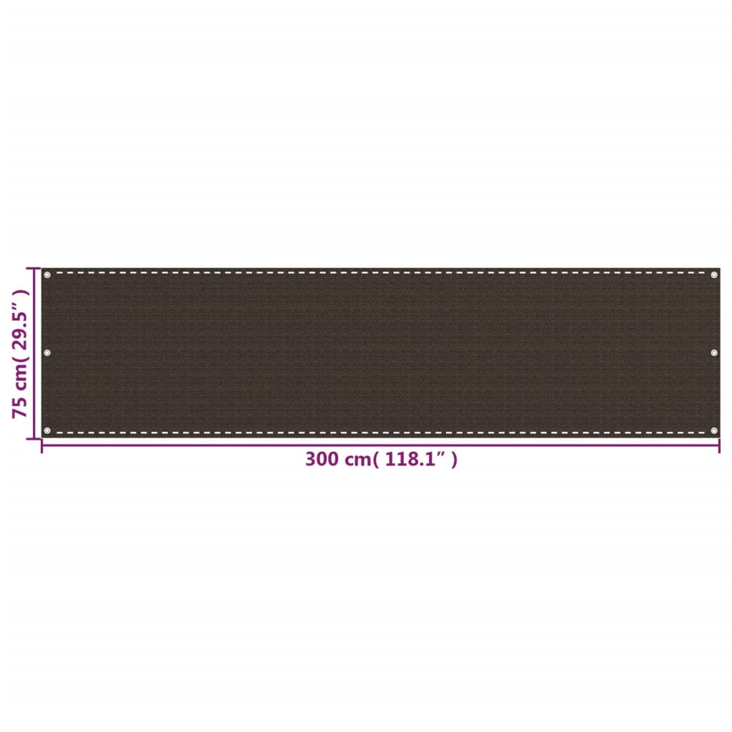 Balkonski zastor smeđi 75 x 300 cm HDPE