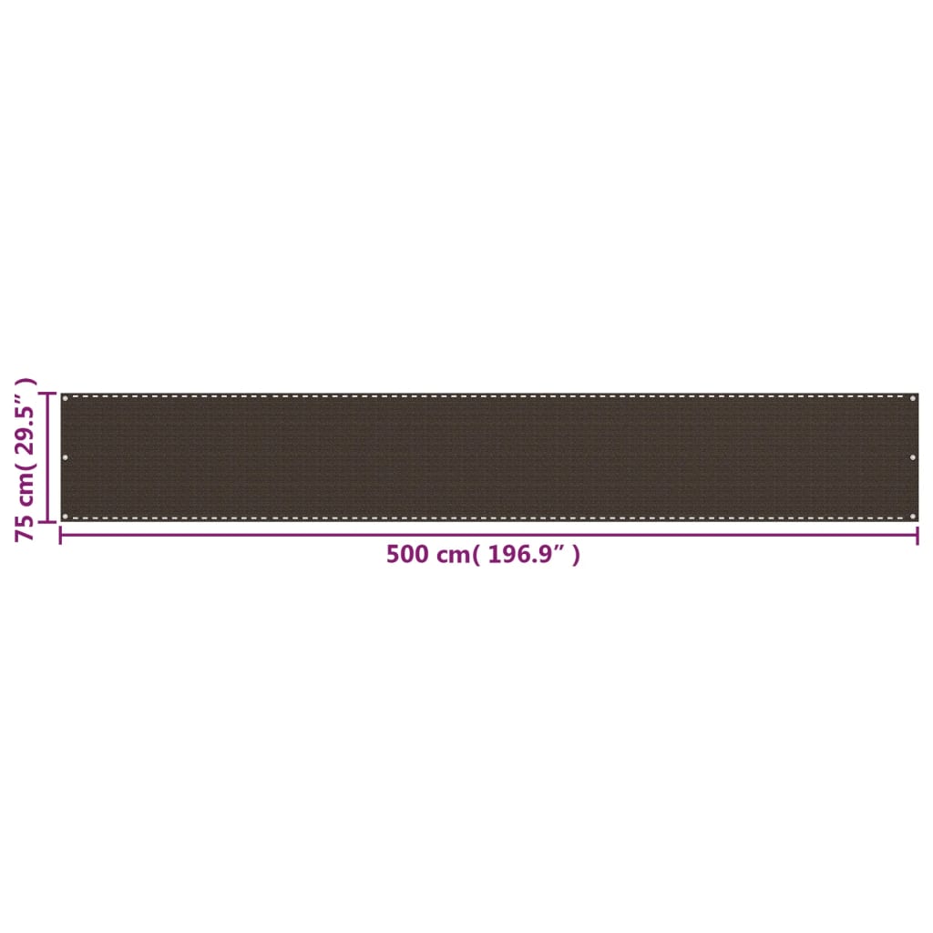 Balkonski zastor smeđi 75 x 500 cm HDPE