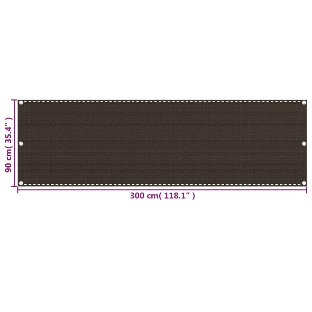 Balkonski zastor smeđi 90 x 300 cm HDPE