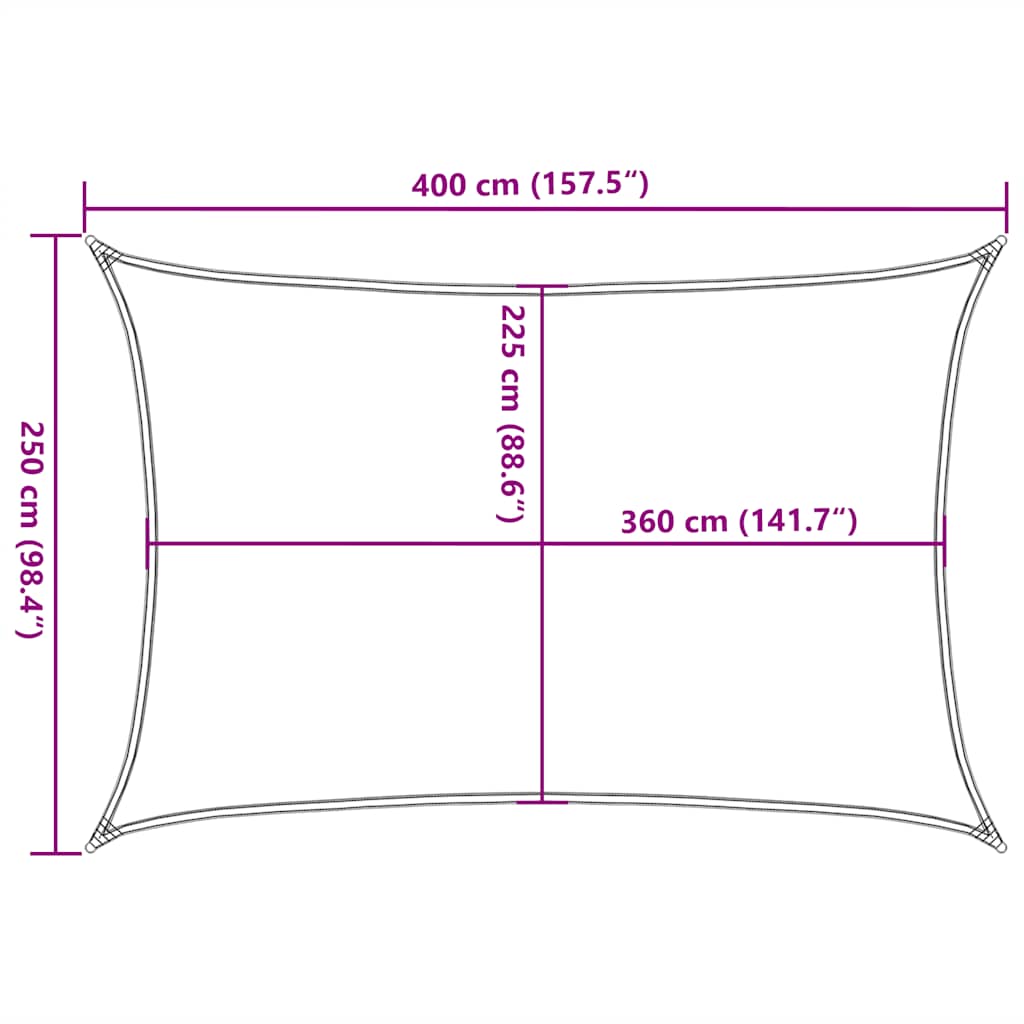 Jedro za zaštitu od sunca 160 g/m² svjetlozeleno 2,5 x 4 m HDPE