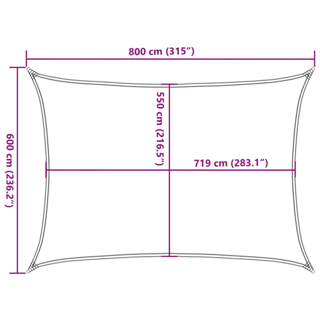 Jedro za zaštitu od sunca 160 g/m² svjetlozeleno 6 x 8 m HDPE