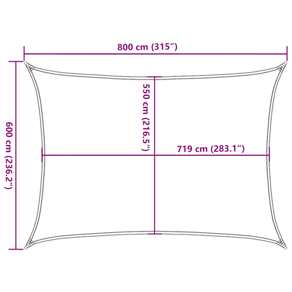 Jedro za zaštitu od sunca 160 g/m² smeđesiva 6x8 m HDPE