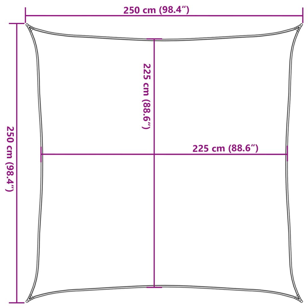 Jedro za zaštitu od sunca 160 g/m² tamnozeleno 2,5 x 2,5 m HDPE