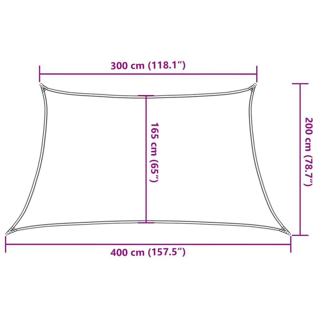 Jedro za zaštitu od sunca 160 g/m² tamnozeleno 3/4 x 2 m HDPE