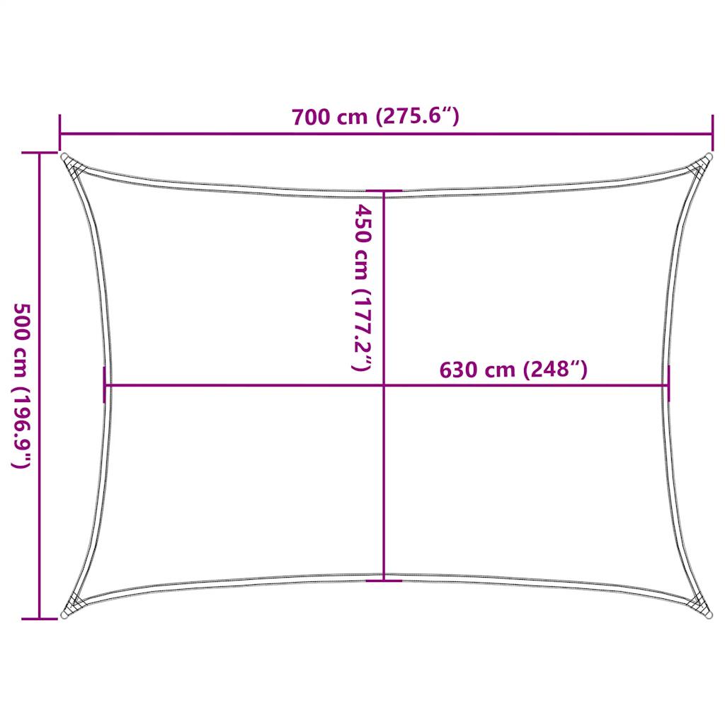 Jedro za zaštitu od sunca 160 g/m² pravokutno žuto 5x7 m HDPE