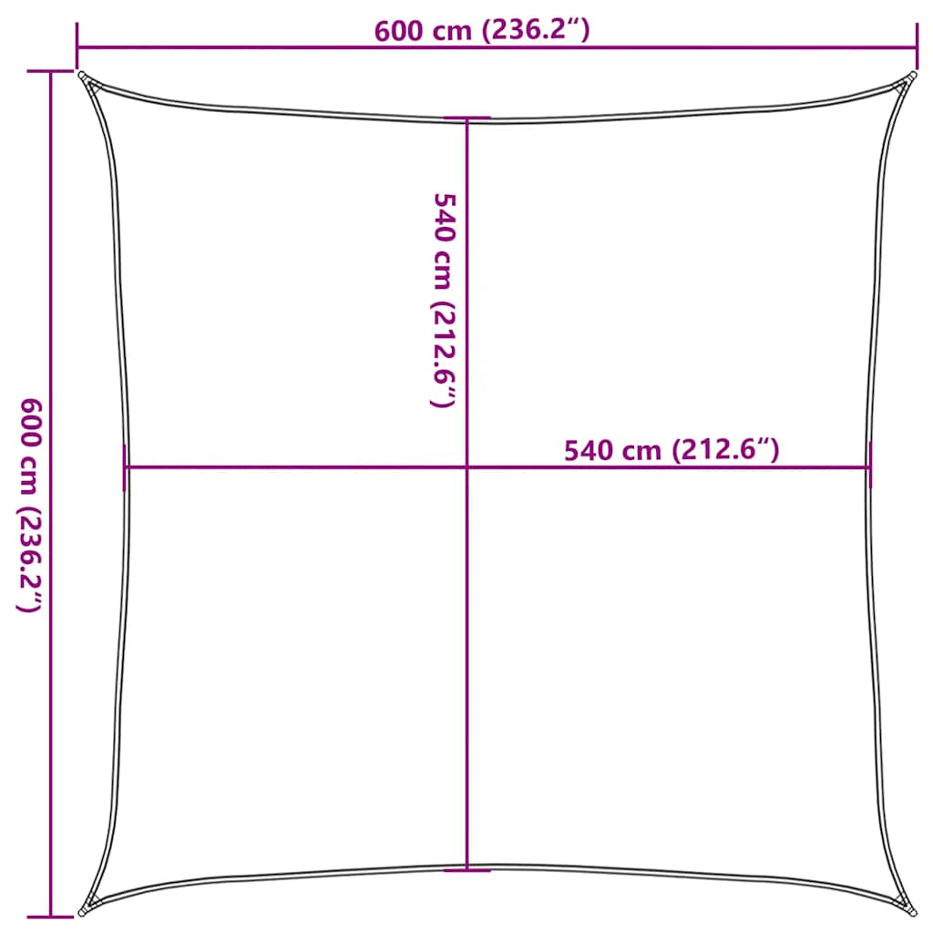 Jedro za zaštitu od sunca 160 g/m² crveno 6 x 6 m HDPE