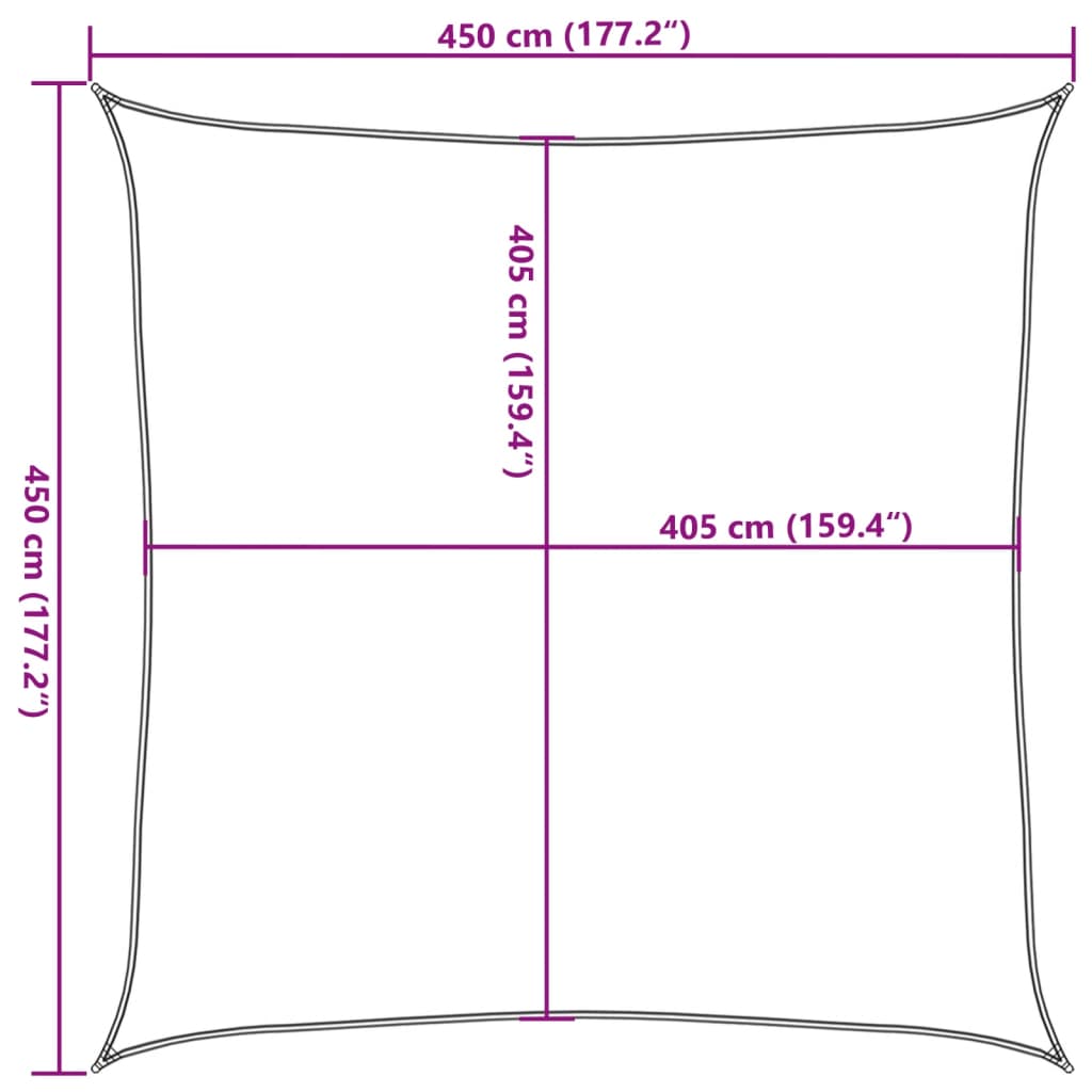Jedro za zaštitu od sunca 160 g/m² crno 4,5 x 4,5 m HDPE