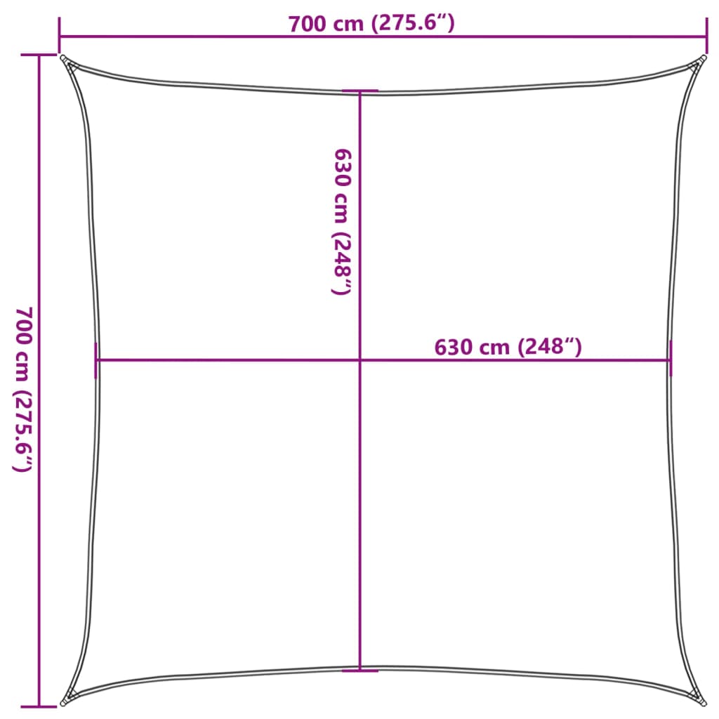 Jedro za zaštitu od sunca 160 g/m² crno 7 x 7 m HDPE