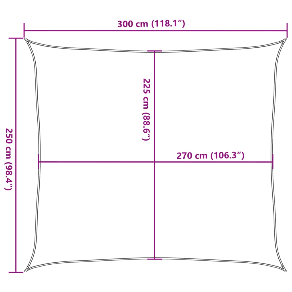 Jedro za zaštitu od sunca 160 g/m² crno 2,5 x 3 m HDPE