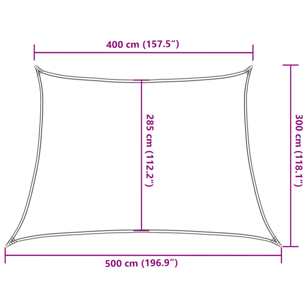 Jedro za zaštitu od sunca 160 g/m² crno 4/5 x 3 m HDPE