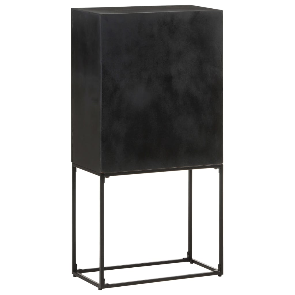 Komoda crna 60 x 30 x 120 cm od masivnog drva bagrema i manga