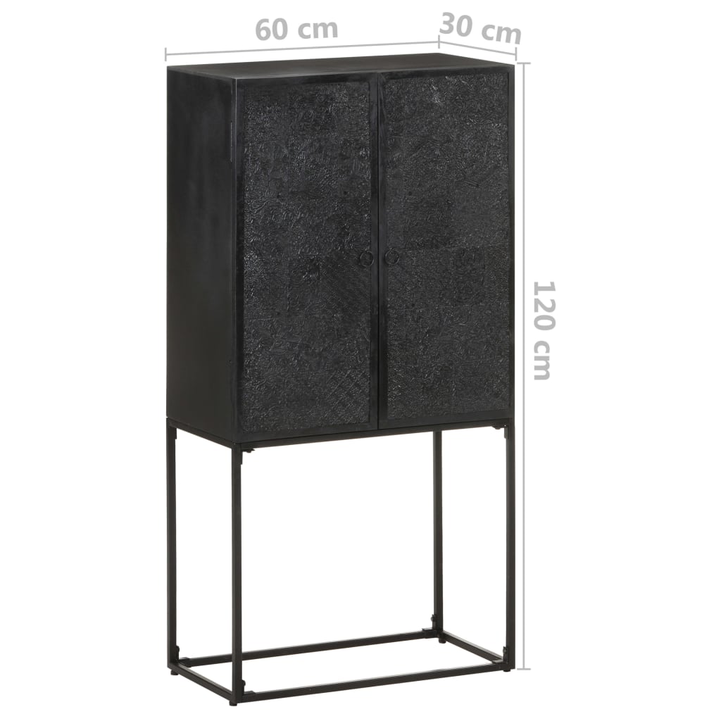 Komoda crna 60 x 30 x 120 cm od masivnog drva bagrema i manga