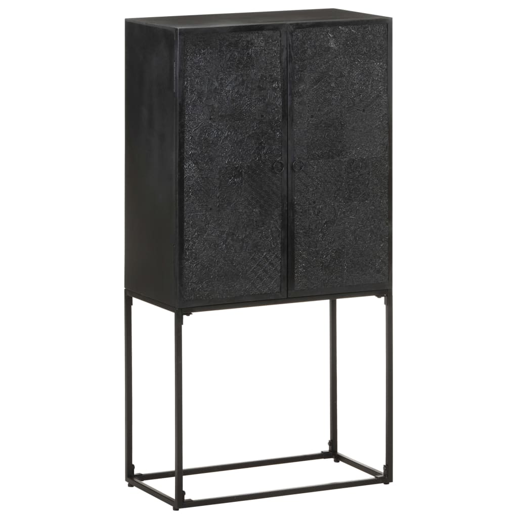 Komoda crna 60 x 30 x 120 cm od masivnog drva bagrema i manga