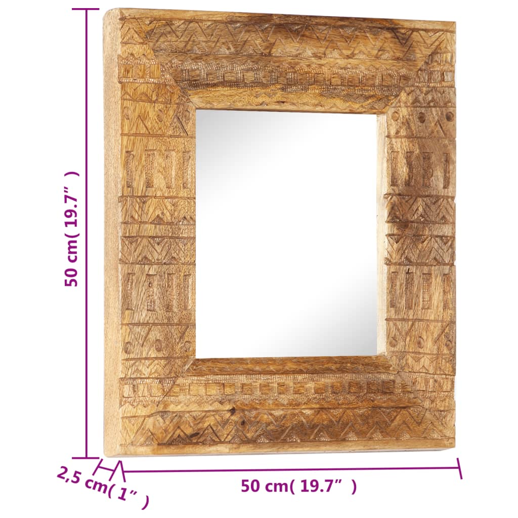 Ručno izrezbareno ogledalo 50 x 50 x 2,5 cm masivno drvo manga
