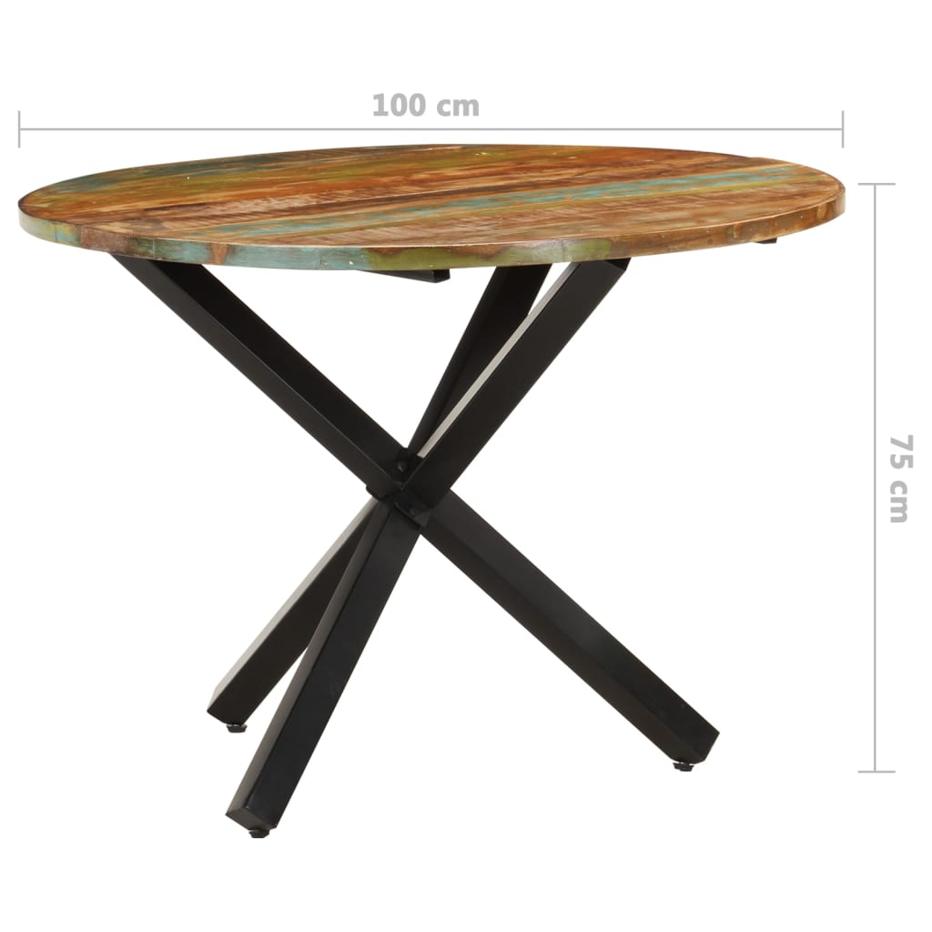 Blagovaonski stol okrugli 100x100x75 cm masivno obnovljeno drvo
