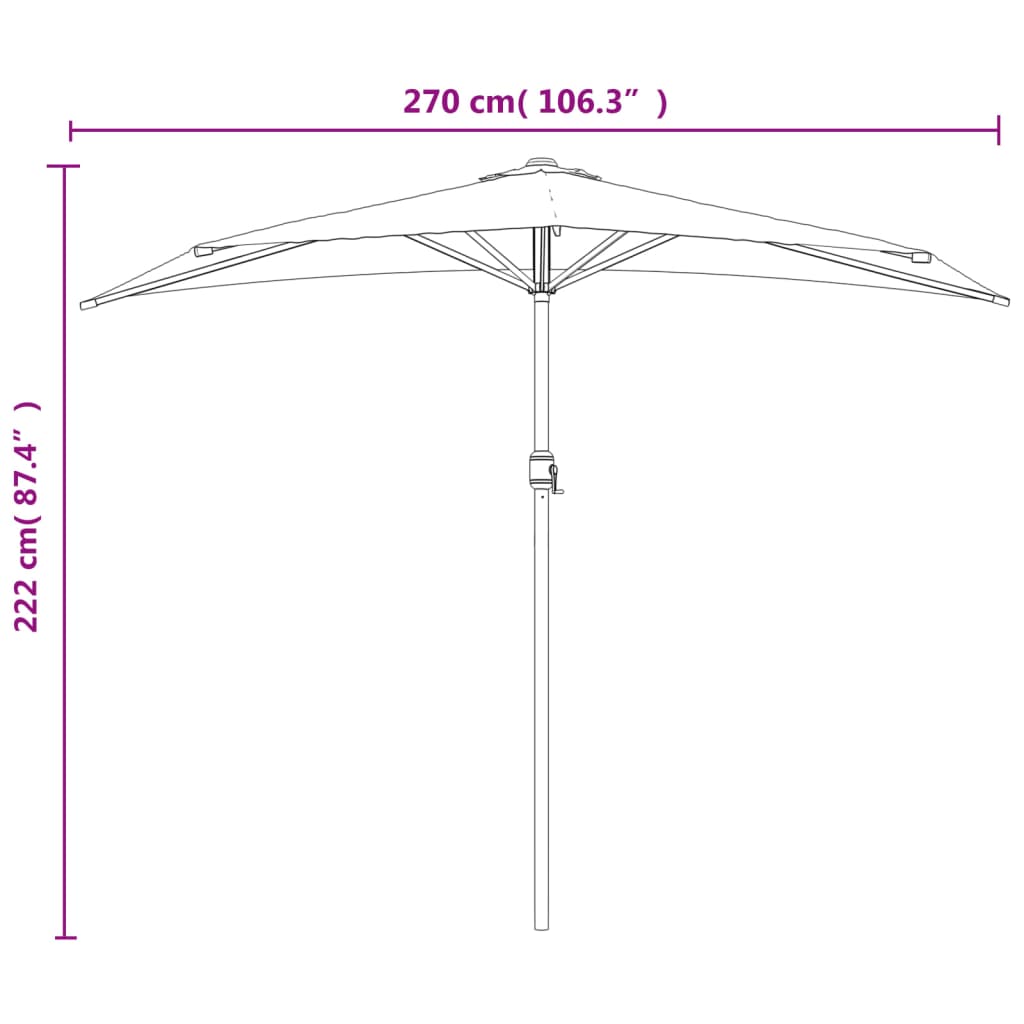 Balkonski suncobran plavi 270 x 144 x 222 cm polukružni