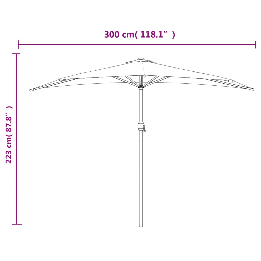 Balkonski suncobran terakota 300 x 155 x 223 cm polukružni