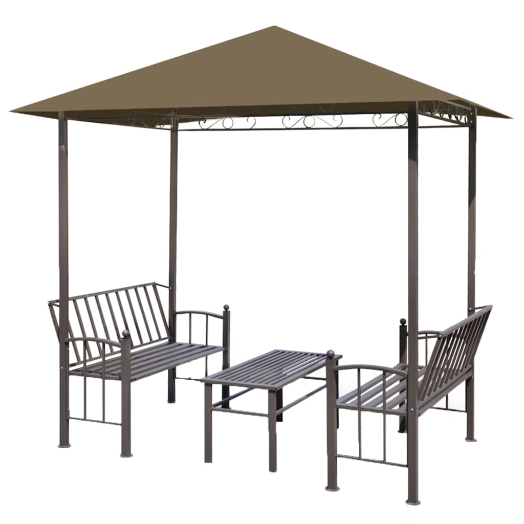 Vrtni paviljon sa stolom 2,5 x 1,5 x 2,4 m smeđe-sivi 180 g/m²