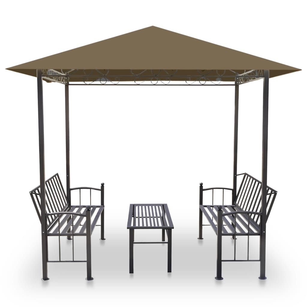 Vrtni paviljon sa stolom 2,5 x 1,5 x 2,4 m smeđe-sivi 180 g/m²