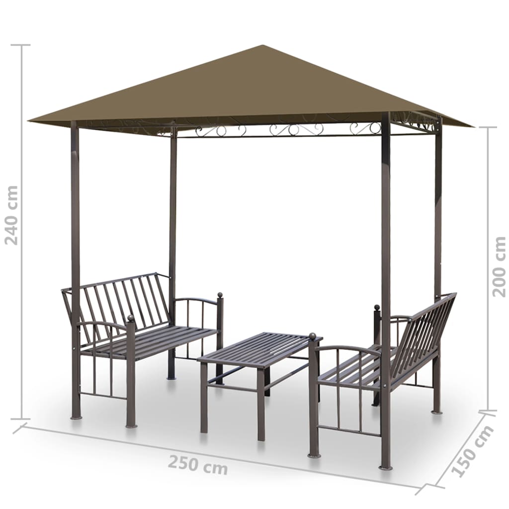 Vrtni paviljon sa stolom 2,5 x 1,5 x 2,4 m smeđe-sivi 180 g/m²