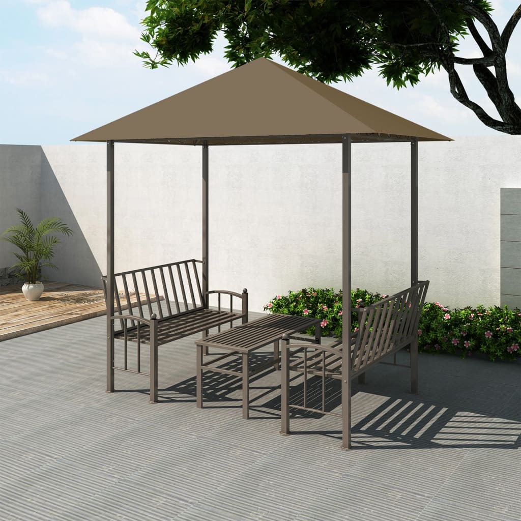 Vrtni paviljon sa stolom 2,5 x 1,5 x 2,4 m smeđe-sivi 180 g/m²