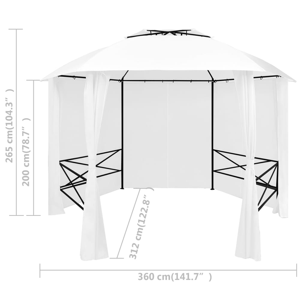 Vrtni šator sa zavjesama 360 x 312 x 265 cm bijeli 180 g/m²