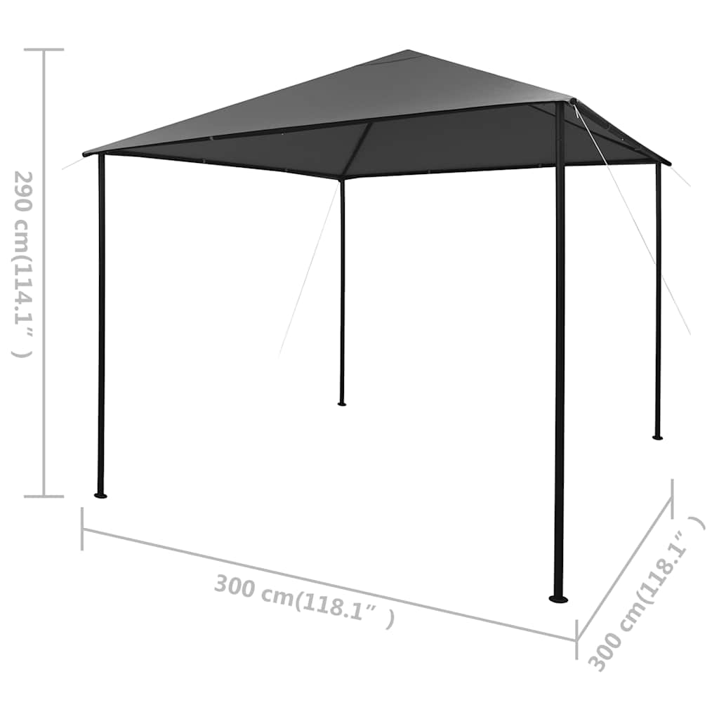 Sjenica od tkanine i čelika 3 x 3 m antracit 180 g/m²
