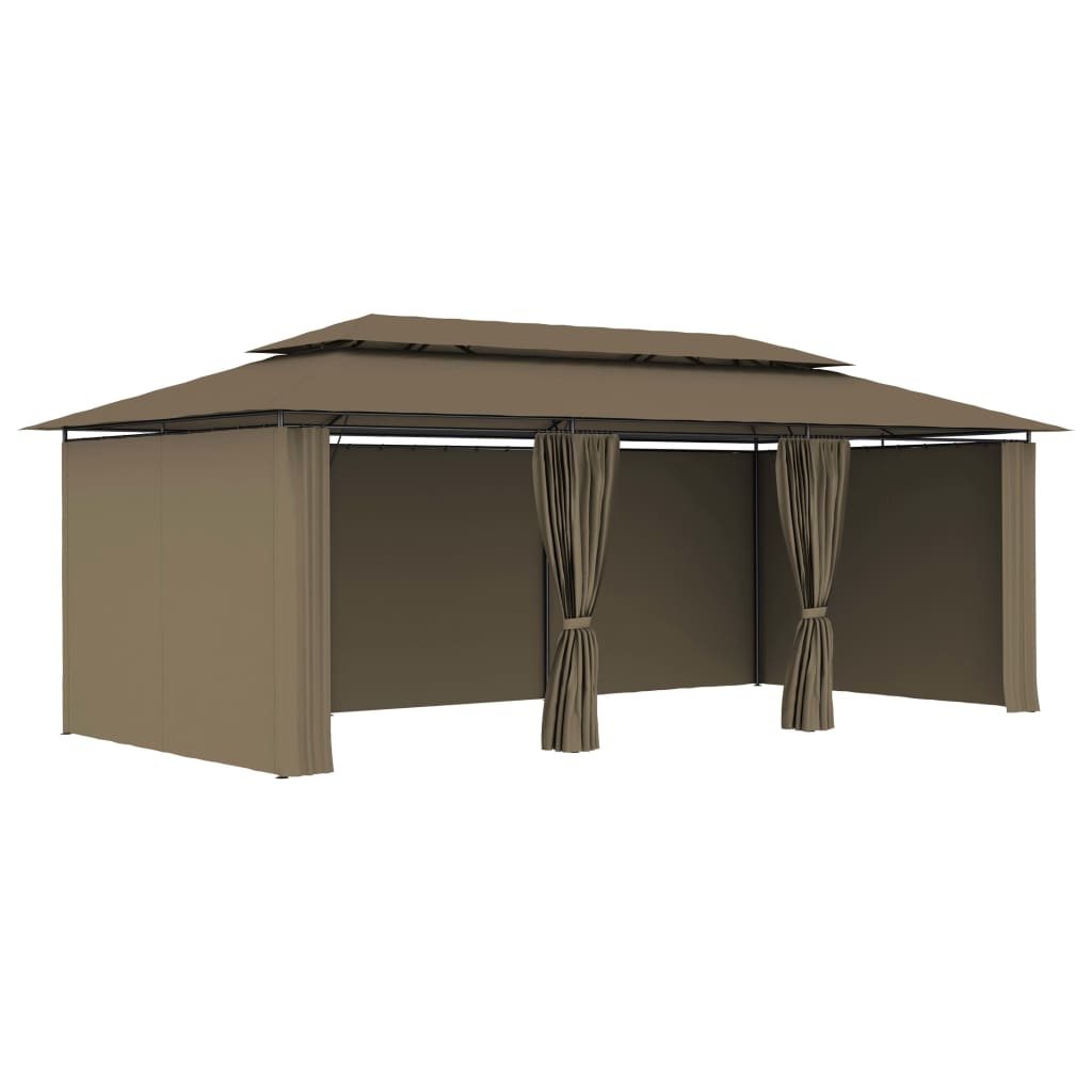 Sjenica sa zastorima 600 x 298 x 270 cm smeđe-siva 180 g/m²