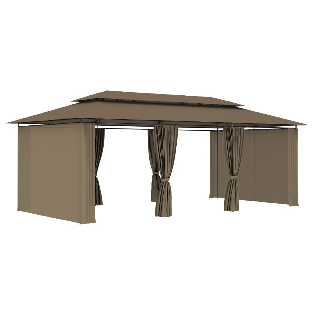 Sjenica sa zastorima 600 x 298 x 270 cm smeđe-siva 180 g/m²