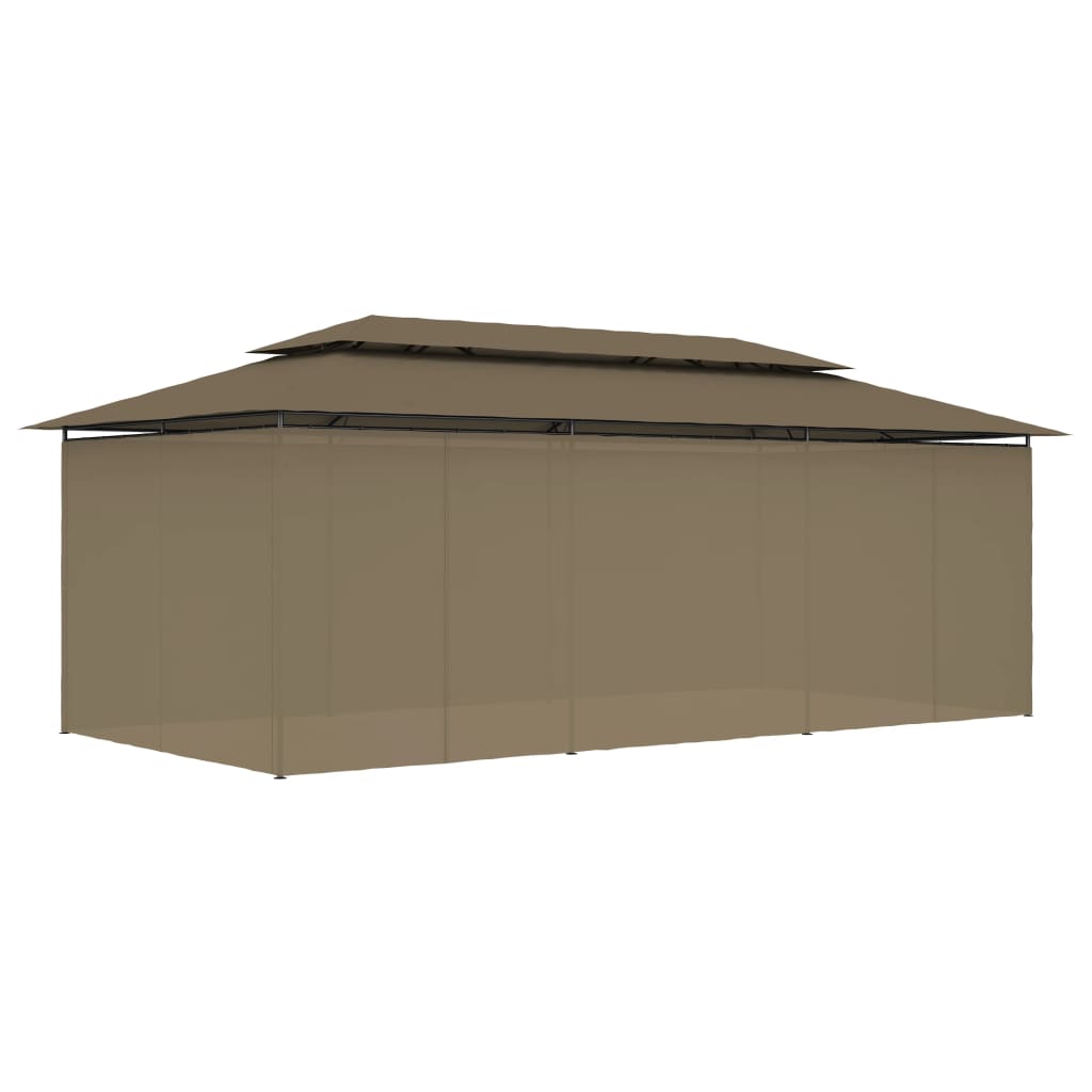 Sjenica sa zastorima 600 x 298 x 270 cm smeđe-siva 180 g/m²