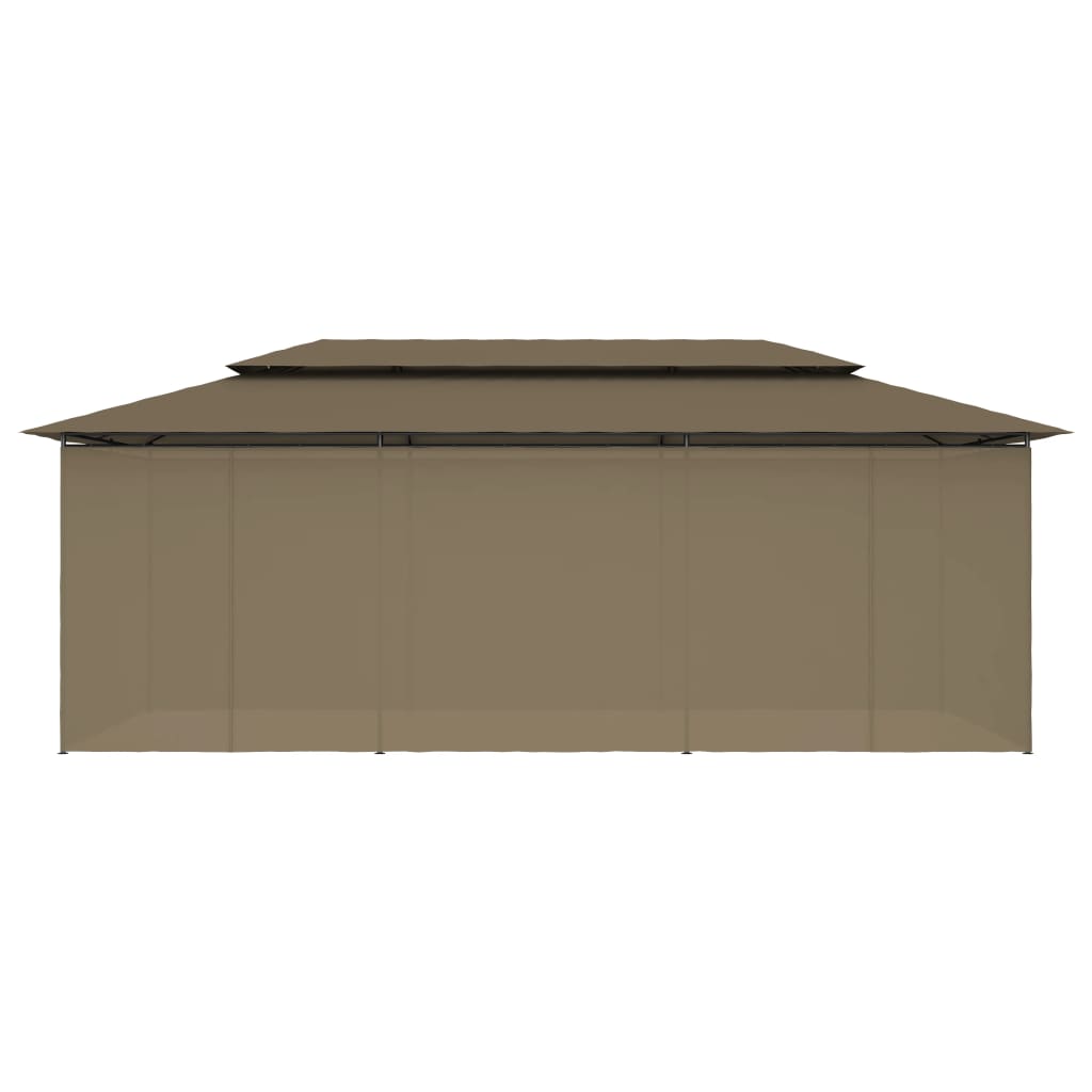 Sjenica sa zastorima 600 x 298 x 270 cm smeđe-siva 180 g/m²