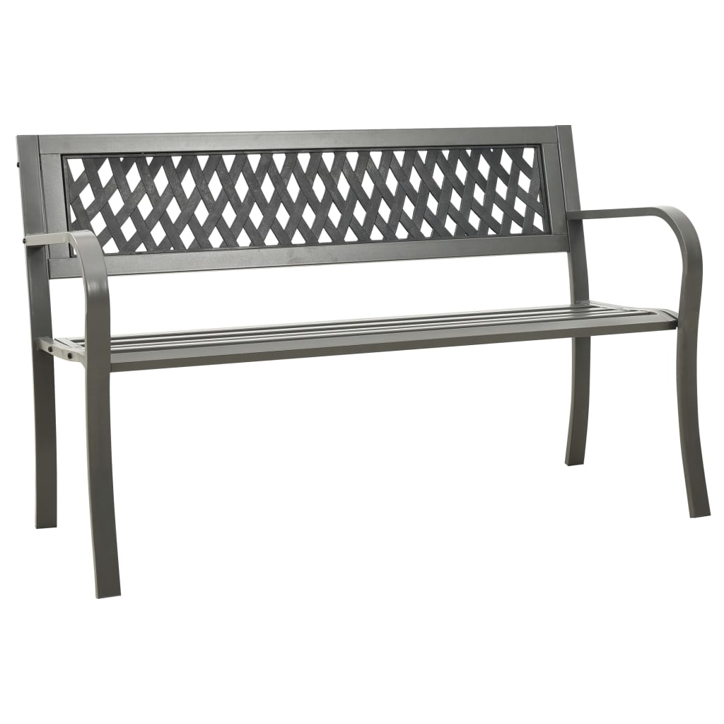 Vrtna klupa 125 cm čelična siva