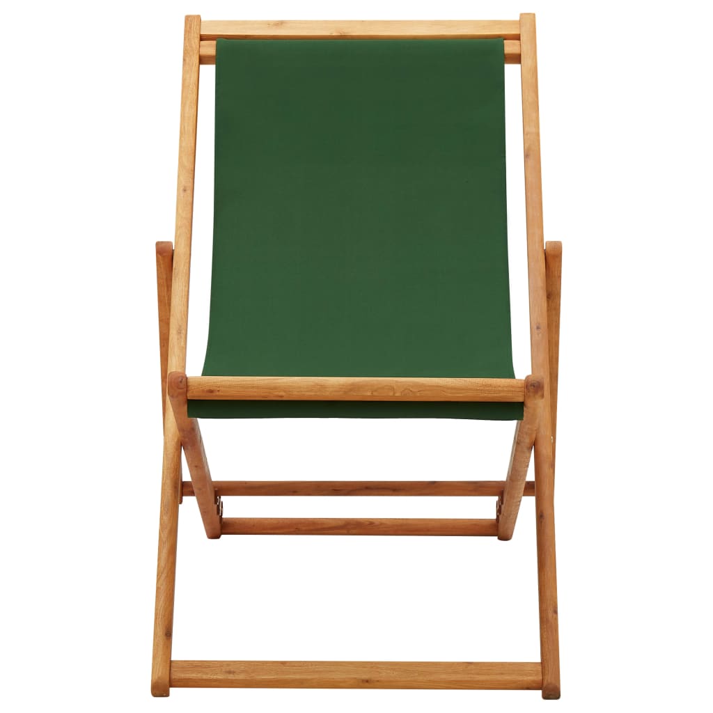 Sklopiva stolica za plažu od drva eukaliptusa i tkanine zelena