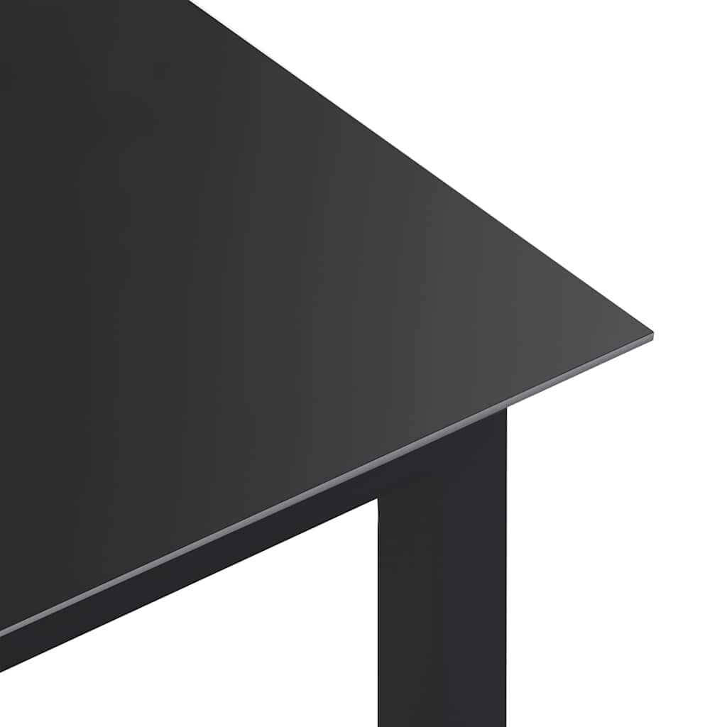 Vrtni stol crni 190 x 90 x 74 cm od aluminija i stakla